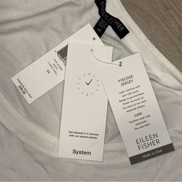 New NWT Eileen Fisher Cami Tank Shell White Viscose Stretch Jersey Size 3X Rayon - Picture 6 of 9